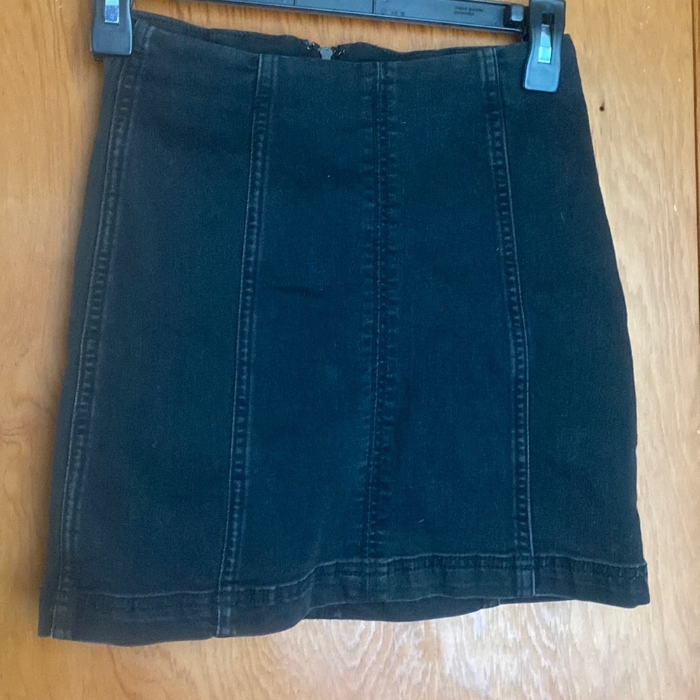 Free people black denim pencil skirt